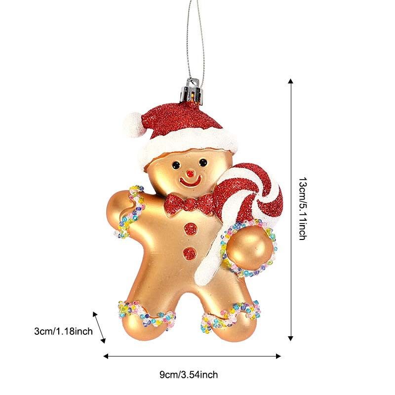 Christmas Gingerbread Man Ornaments Set - Fun Holiday Tree Decorations With Bow & Santa Hat For Festive Home Party Photo Props_voghion.com