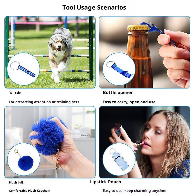 Self Defense Keychain Wrist Pom Pom Neoprene Keychain Set Women's Keychain Anti Wolf Keychain Set_voghion.com