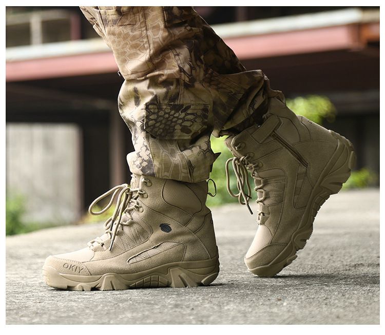 Bottes de combat d'entraînement de sports de plein air Bottes de randonnée tactiques respirantes et confortables pour hommes et femmes_voghion.com