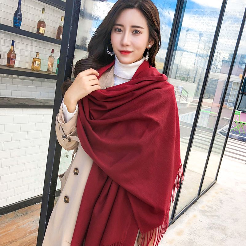 24 Autumn/Winter Solid Color  Scarf Women's Versatile Super Soft Shawl Cashmere Neck Gift_voghion.com
