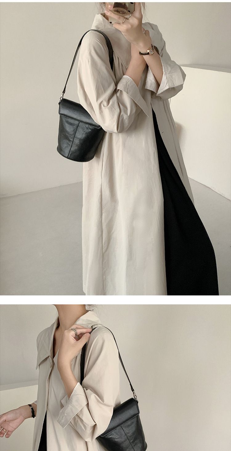 Head layer vegetable tanned cowhide 2024 new single shoulder underarm bucket high-end sense niche genuine leather_voghion.com