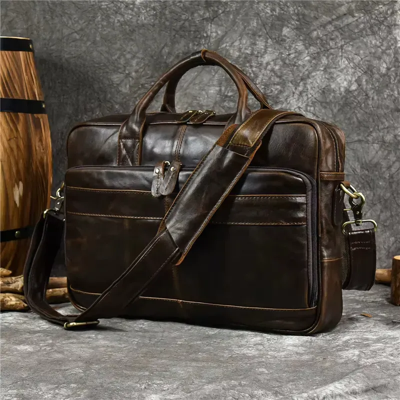 Designer Genuine Handbag For Men Travel Briefcase Male Leather Shoulder Men's Business Laptop Bag Large Messenger Bags_voghion.com