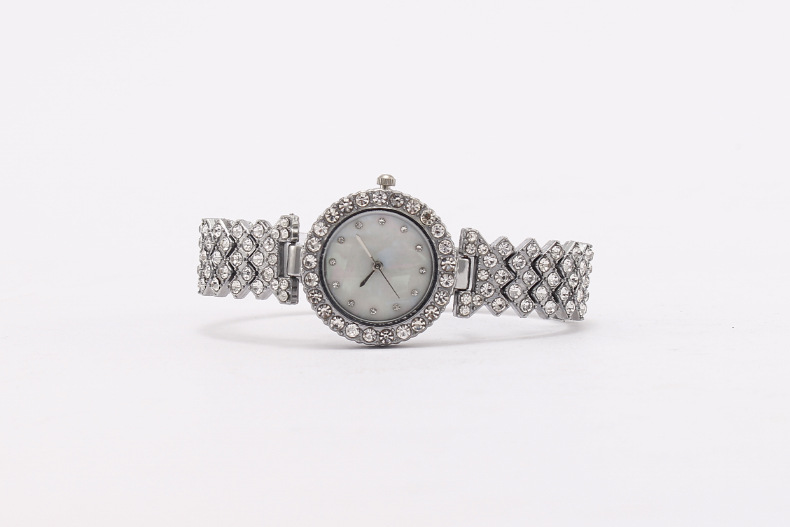 Full Diamond Fashion Inlaid Shell Face Women's Watch Bracelet Model_voghion.com
