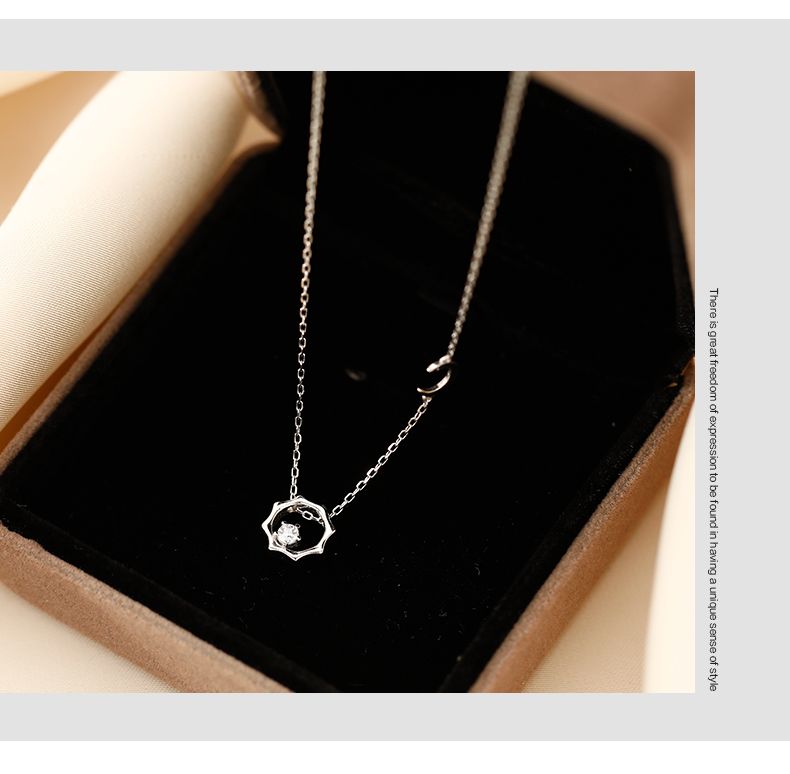 Sterling Silver Sun And Moon Necklace For Women, Light Luxury Niche High-End Design Sense, Collarbone Sweater Chain,_voghion.com