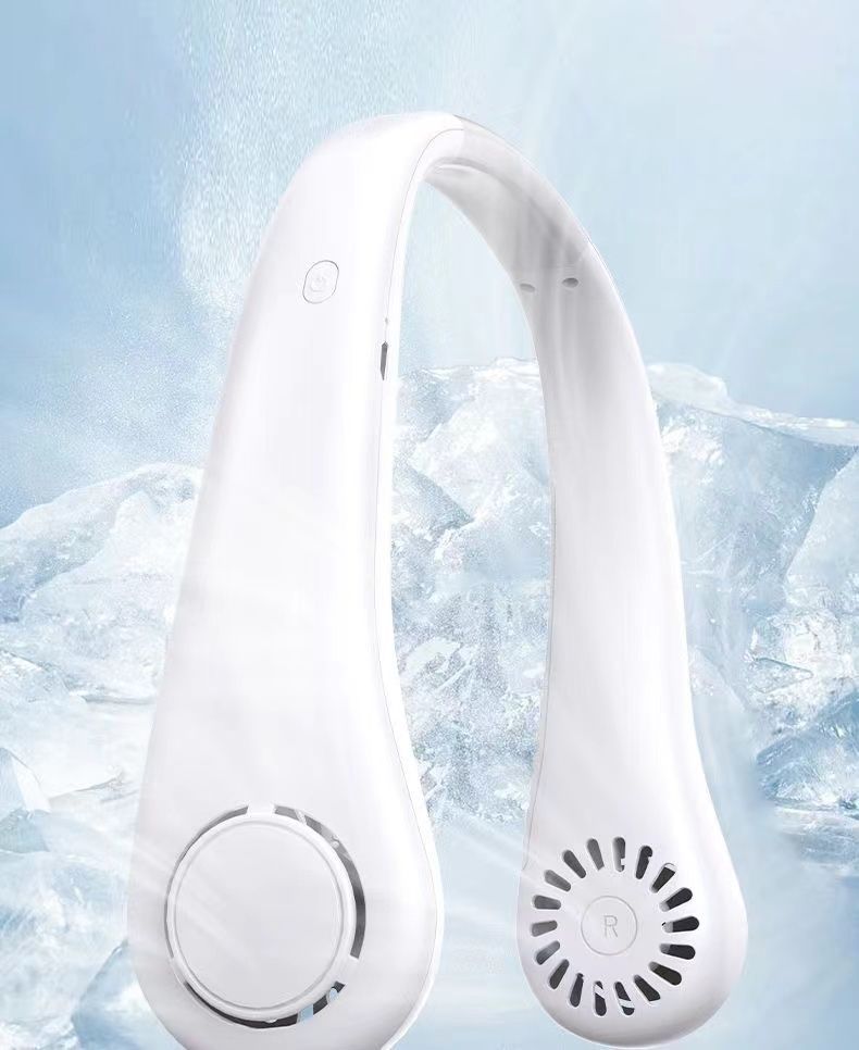 Blattloser, am Hals hängender, fauler, tragbarer, praktischer, persönlicher, studentischer Sportventilator mit USB-Aufladung und starkem Wind_voghion.com