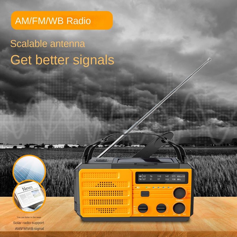 2024 Solar Radio Multifunctional Hand Charging Radio Portable Emergency Radio_voghion.com
