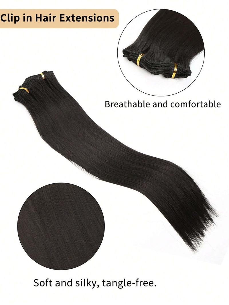 Clip da 1 pezzo in 6 pezzi con 16 clip per sintetizzare un'estensione di capelli lisci estesa da 24 pollici (oro intenso e_voghion.com