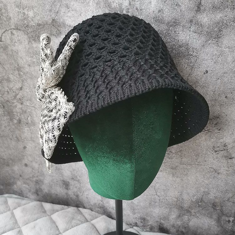 Cappello da pescatore in paglia con fiocco in pizzo estivo, cappello da sole per bambini_voghion.com