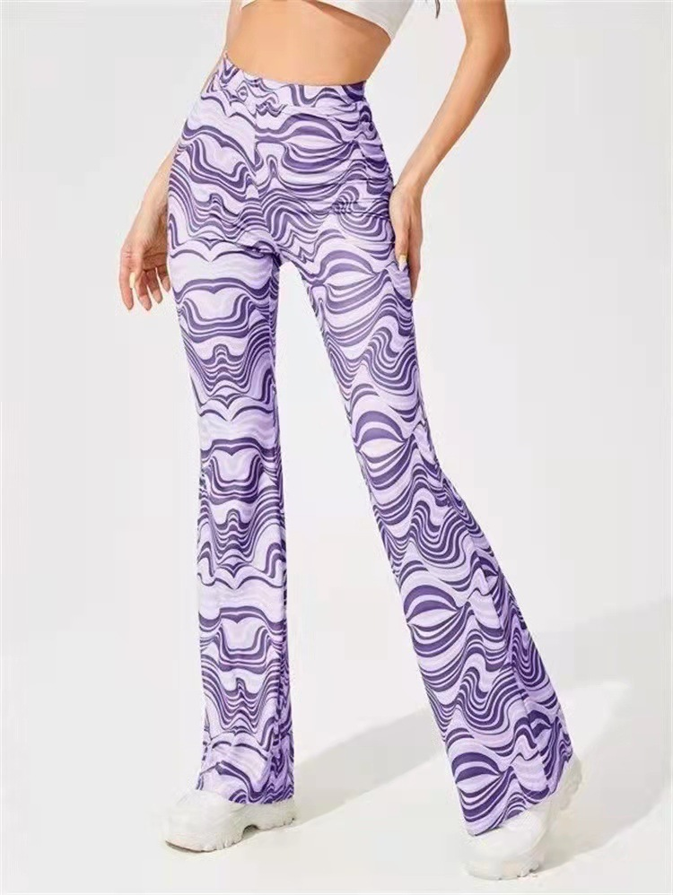 Women's water ripple yoga casual pants flared pants spring and summer_voghion.com
