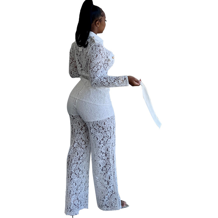 Women's Autumn Fashion Hook Lapel Long Sleeve Pants Suit_voghion.com