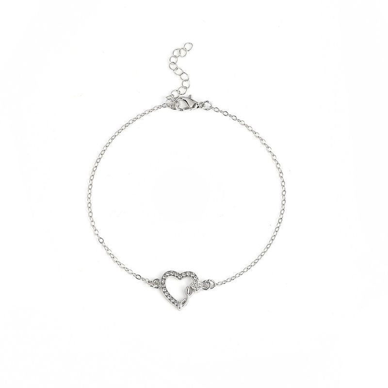 Fashion Simple Ins Style Anklet Heart-Shaped Inlaid Diamond Infinity Women's Wedding Foot Jewelry_voghion.com