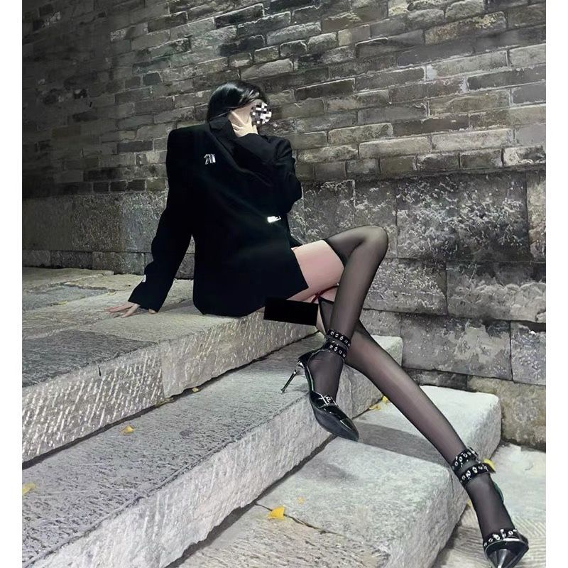 Sexy Einteilige Strapsstrümpfe Damen Ring Schöne Beinformung Hohe Lange Röhre Overknee Ultradünn Roter Rand Schwarz_voghion.com