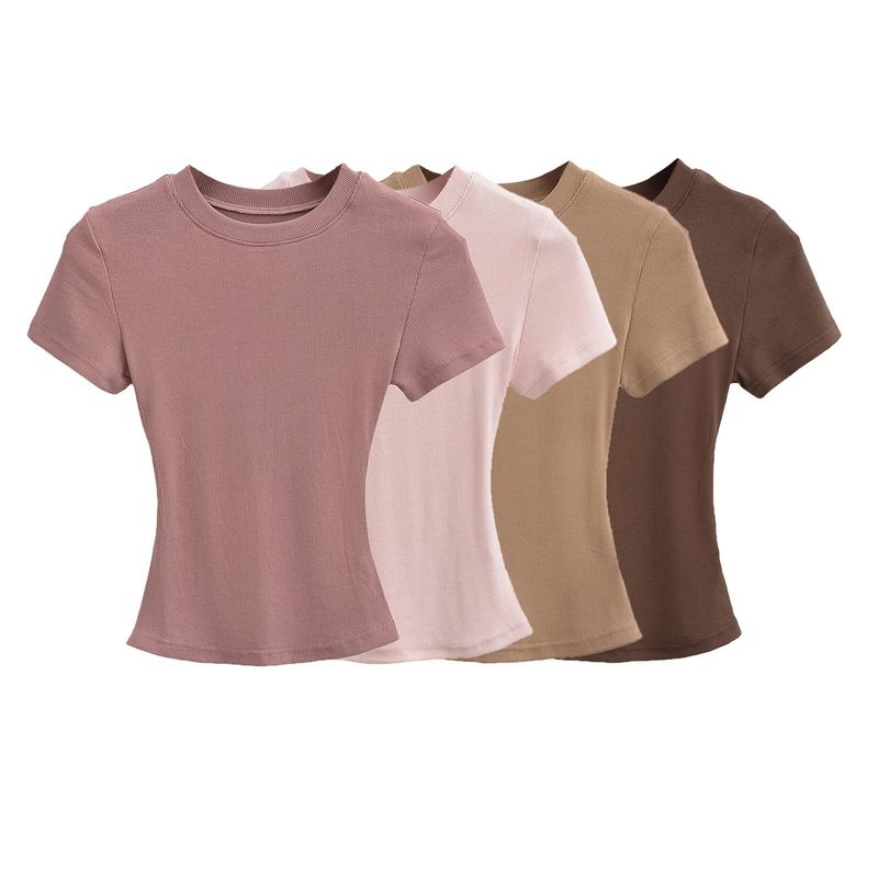 Spring New Women's Round Neck Pullover Slim Fit T-shirt Top C76179_voghion.com
