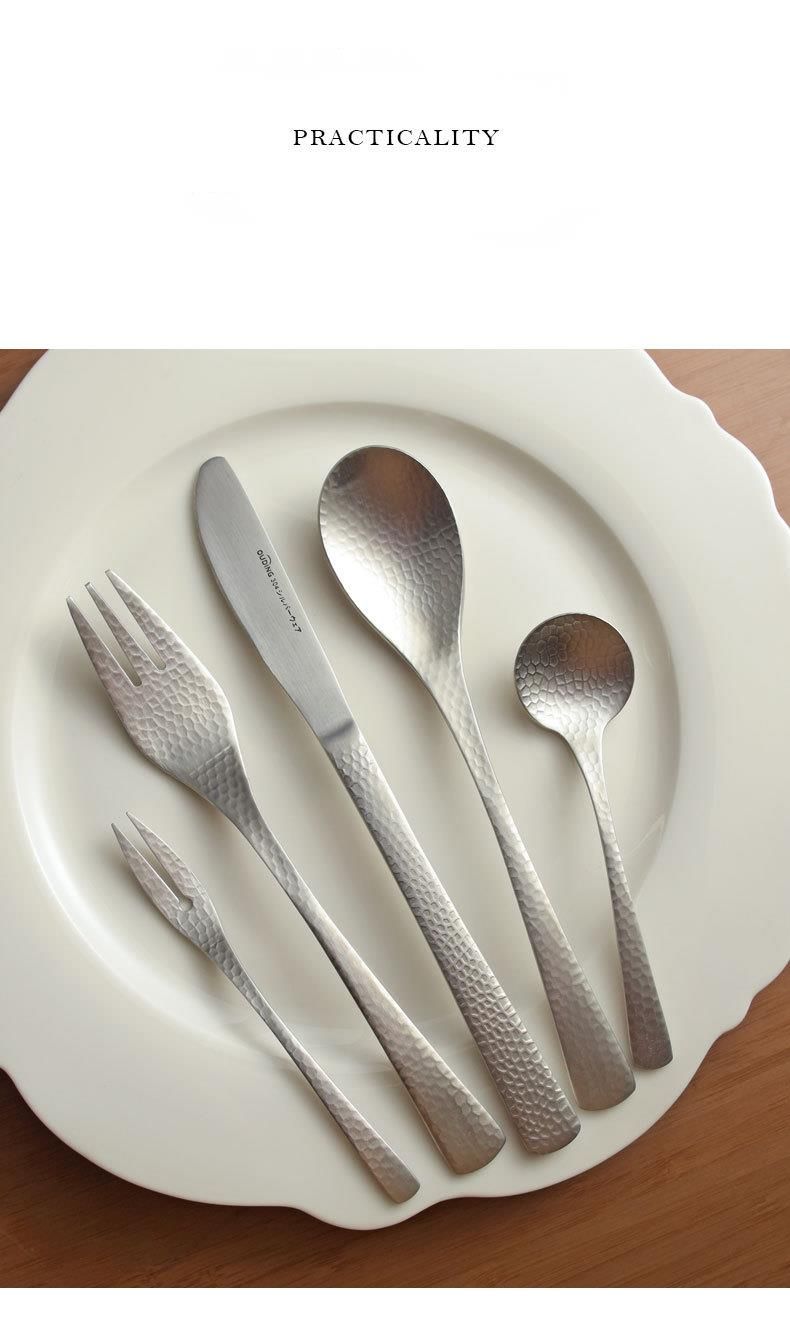 Mattes Kaltmuster Luxus 304 Edelstahl Messerset Restaurant Suppe Obstgabel Kaffee Rührlöffel_voghion.com