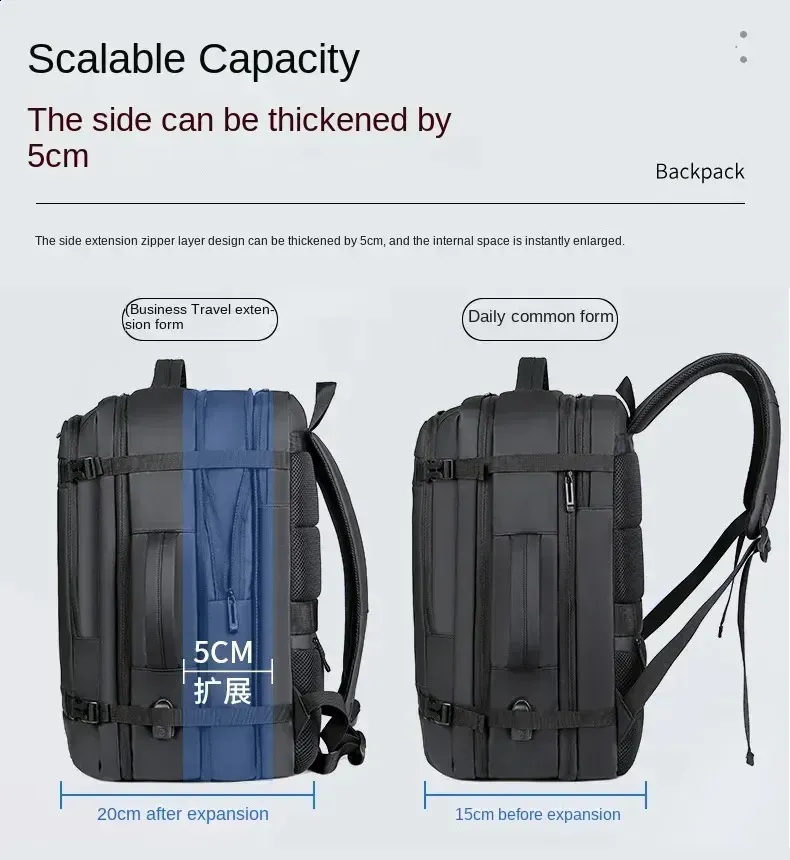 40L Expandable USB Travel Backpack Flight Approved Carry On Airplane Waterproof And Durable 17 Inch Mens 250408l_voghion.com