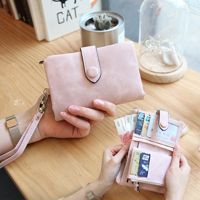 Portamonete piccolo con pochette lunga con cerniera lunga da donna, portafoglio corto opaco retrò in nuova versione coreana_voghion.com