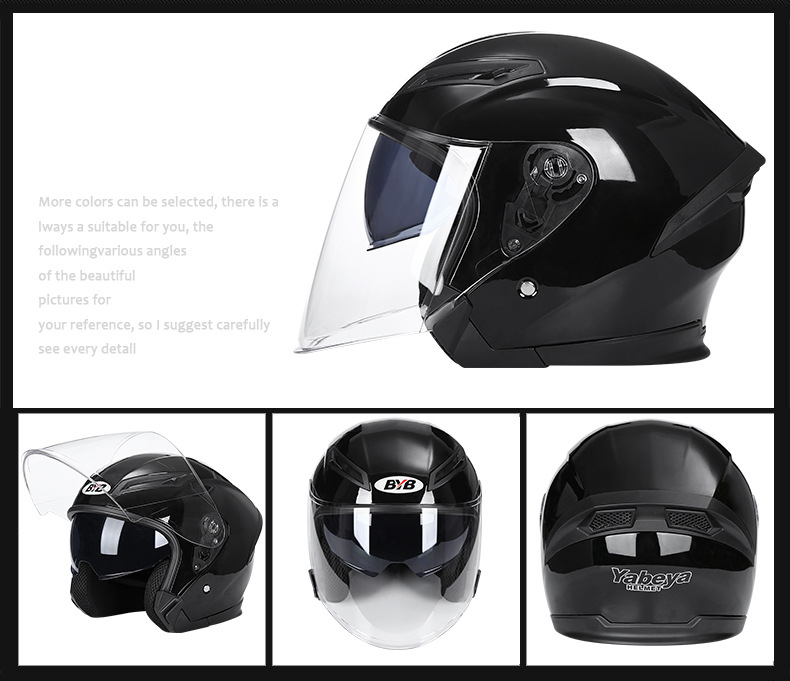 özel motosiklet kaskı elektrikli araç aküsü araba kaskı yetişkin erkek ve kadın yarım kask güneş koruması çift lensli kask_voghion.com