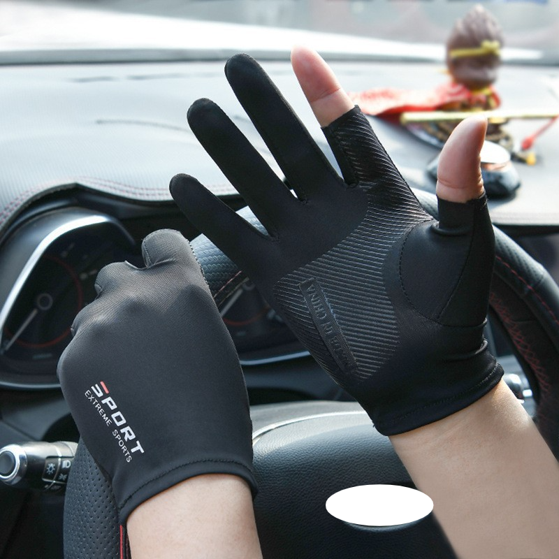 Ice silk sunscreen gloves for men and women high elastic comfortable gloves for cycling high elastic comfortable gloves for driving_voghion.com