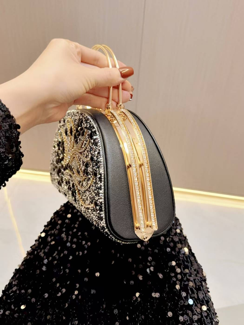 New women's diamond-encrusted box bag, large-capacity handbag, socialite's high-end dress with cross-body evening bag_voghion.com