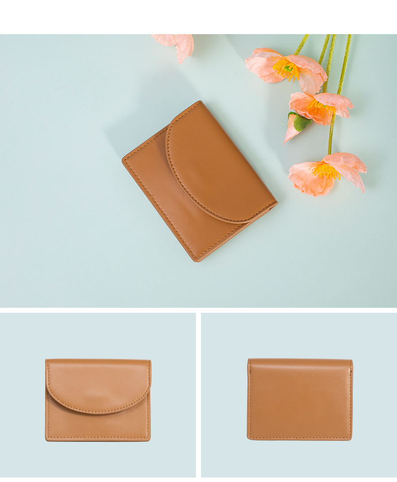 Retro small card holder wallet women's wallet female simple PU coin purse short ID bag_voghion.com