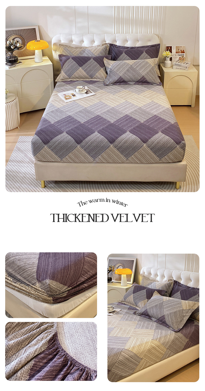Lenzuolo con angoli in flanella di cotone di alta qualità - Coprimaterasso extra spesso e antiscivolo per letto Simmons/Spring - Set di biancheria da letto in tinta unita, pezzo unico_voghion.com