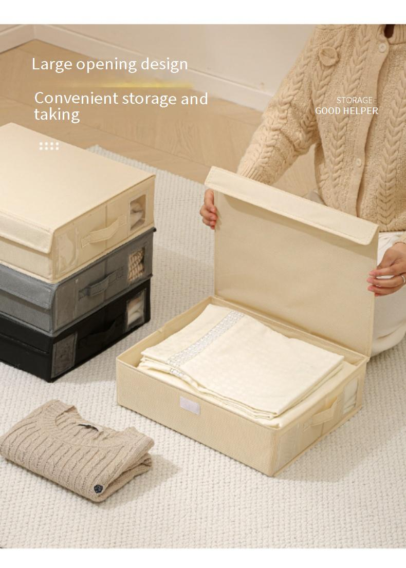 Scatola portaoggetti in tessuto non tessuto con coperchio - Organizer multiuso di grande capacità per biancheria da letto, vestiti e articoli per la casa_voghion.com