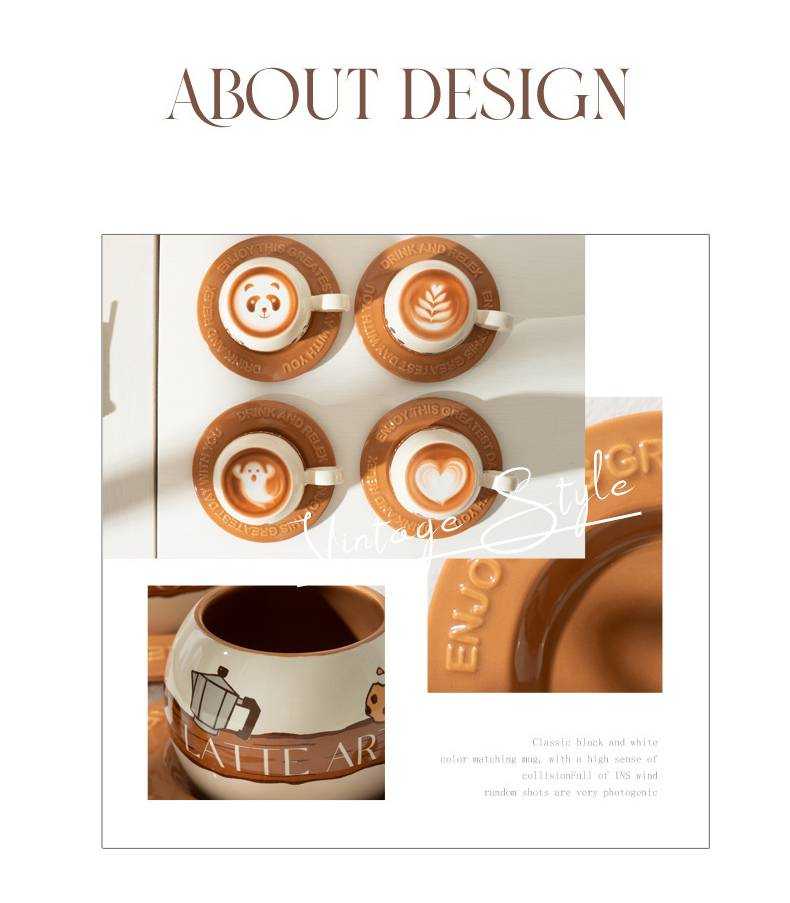 Tazza con fondo estraibile, tazza con fiore, regalo creativo per coppia, casa, con cucchiaio, latte, carino panda in ceramica, set di tazze da caffè e piattino_voghion.com