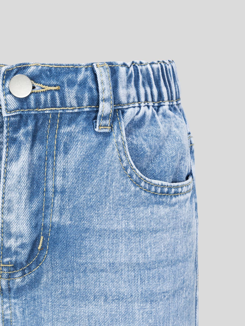 Mädchen Hellblau Denim Washed Casual Simple Vielseitig Geeignet für Alltagsreisen College Casual Loose Version Stoff Bequeme Jeanshose_voghion.com