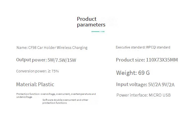 Car Chargers Q12 Gravity Sensor Bracket Car Wireless Charger 10W Car Charger Fast Wireless Charger_voghion.com