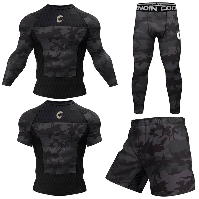 Men's Clothing New Sports Tight Four Piece Running Sports Fitness Clothes Personalized 3d Digital Printing Men's Clothing_voghion.com