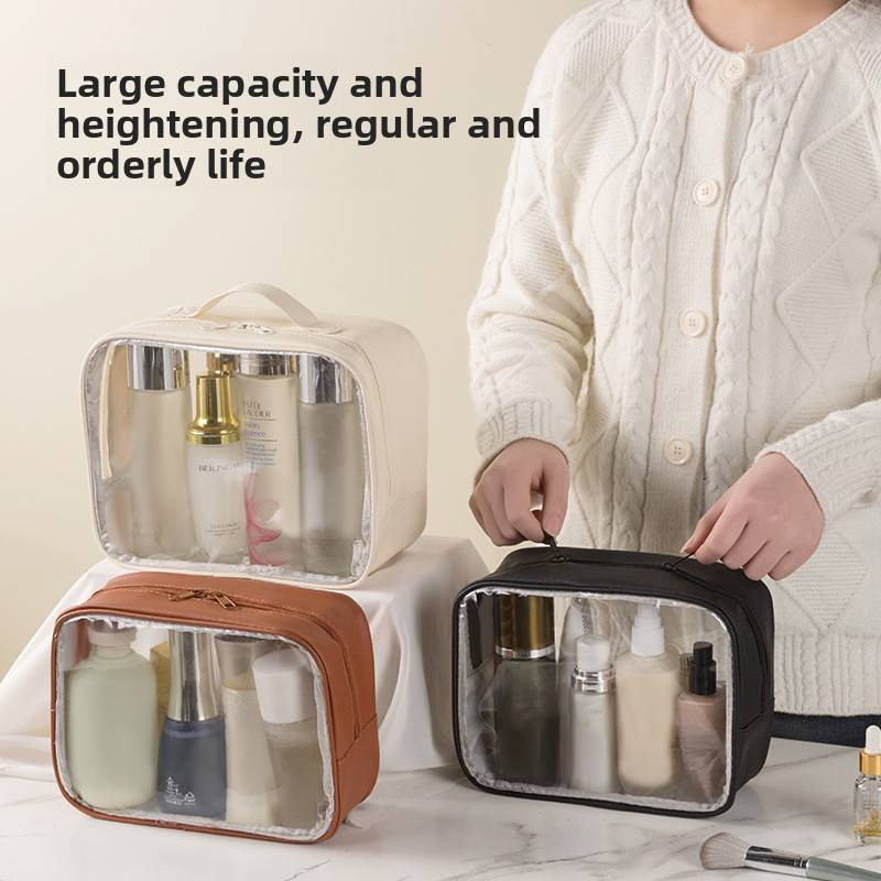 Waterproof PVC Makeup Organizer – Travel Toiletry Bag With Clear Compartment, Multi-Pocket Cosmetic Case For Women, Gym & Swimming_voghion.com