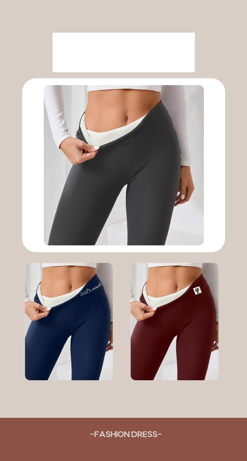 Fleecegefütterte Leggings in Übergröße für Damen – Thermo-Yogahosen mit hoher Taille, dicke und warme Winterstrumpfhosen (Schwarz, Marineblau, Burgunderrot, Dunkelgrau)_voghion.com