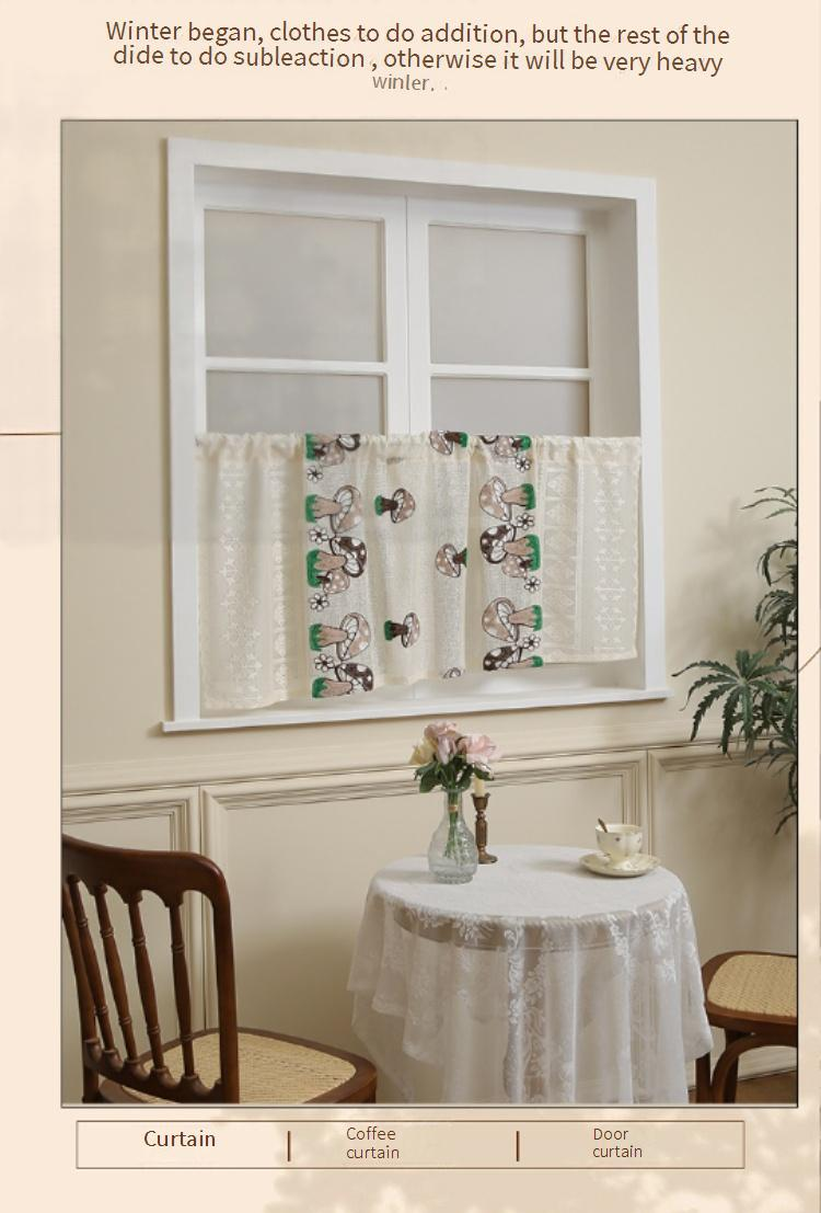 Moderne polyester cafégordijnen - vlinder-, lieveheersbeestjes- en koffiekopjesontwerpen voor de woonkamer (meerdere maten, geen installatie vereist)_voghion.com