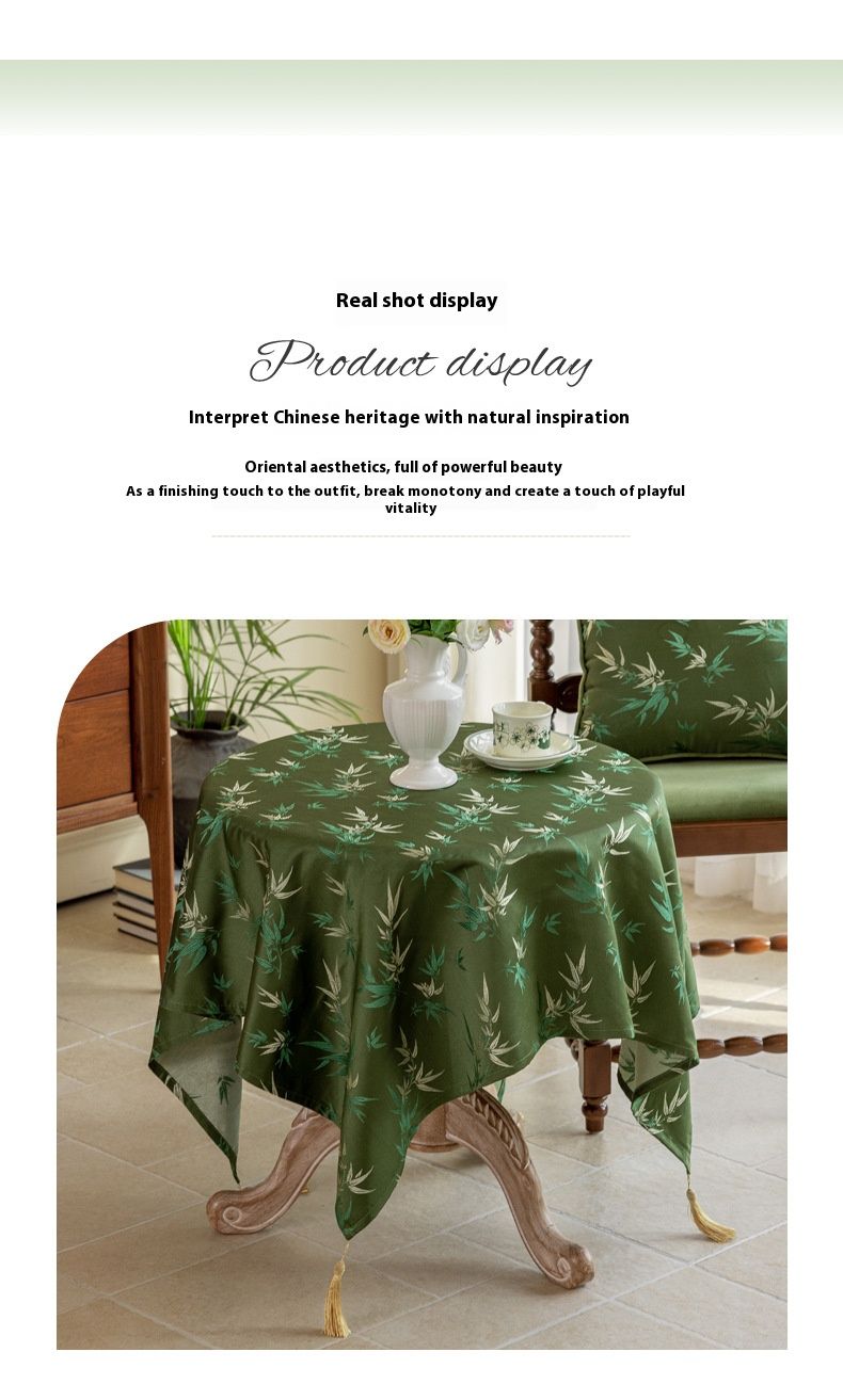Tischläufer – Luxuriöse Polyester-Tischdecke mit Bambusmuster und Quasten, elegantes Esszimmerdekor für Kaffee- und Esstische_voghion.com