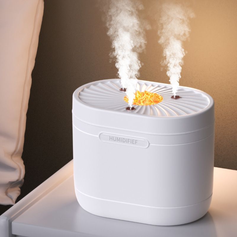 Umidificador USB de 3 bicos com luz ambiente de 7 cores, operação silenciosa para quarto, escritório, mesa de trabalho - Umidificador de ar compacto e portátil_voghion.com