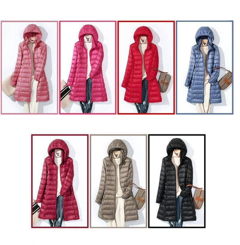 Lightweight Detachable Hood Down Coat For Women, Slim Fit Long Puffer Jacket With Warmth, Fashionable Winter Outerwear For Plus Size_voghion.com
