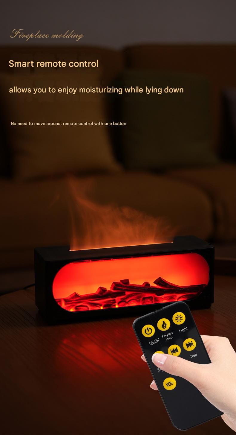 Kreativer Luftbefeuchter, Weihnachtsgeschenke, Kaminsimulation, Flammen-Aromatherapie-Maschine, Bluetooth-Lautsprecher, Heimschlafzimmer, Desktop-Nebel-Luftbefeuchter, Geschenk_voghion.com