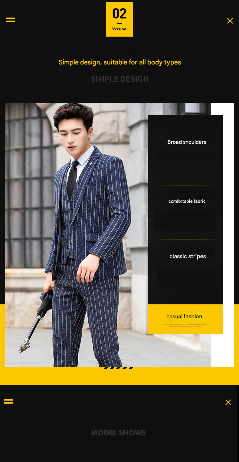 Completo da sposo in stile coreano CT, vestibilità slim fit, casual, alla moda, piccolo, da tre pezzi, per uomo_voghion.com
