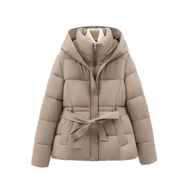 Veste matelassée noire pour femme, manteau chaud d'hiver, doudoune courte oversize avec capuche, pour petites et grandes tailles._voghion.com