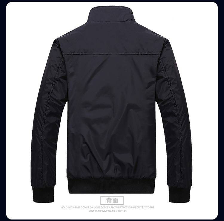 Men's Casual Baseball Jacket - Slim Fit Polyester Stand Collar Coat For Spring & Autumn - Trendy Workwear Style In Black, Blue, Light Gray, Khaki_voghion.com