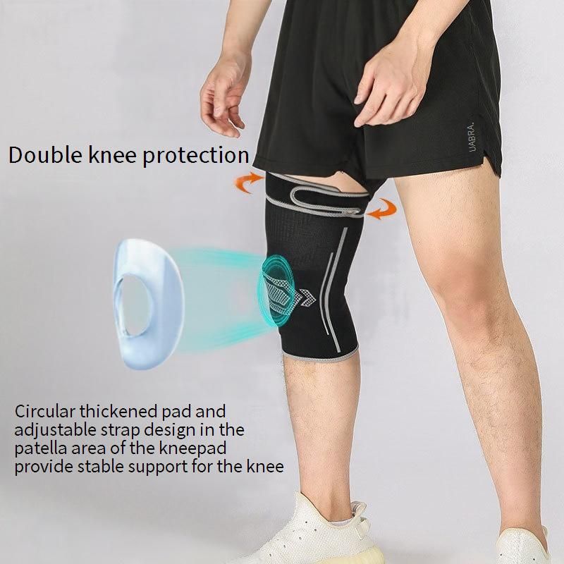 Ginocchiera traspirante in maglia per corsa, salto con la corda, ciclismo e basket - Supporto a compressione regolabile per fitness e sport_voghion.com