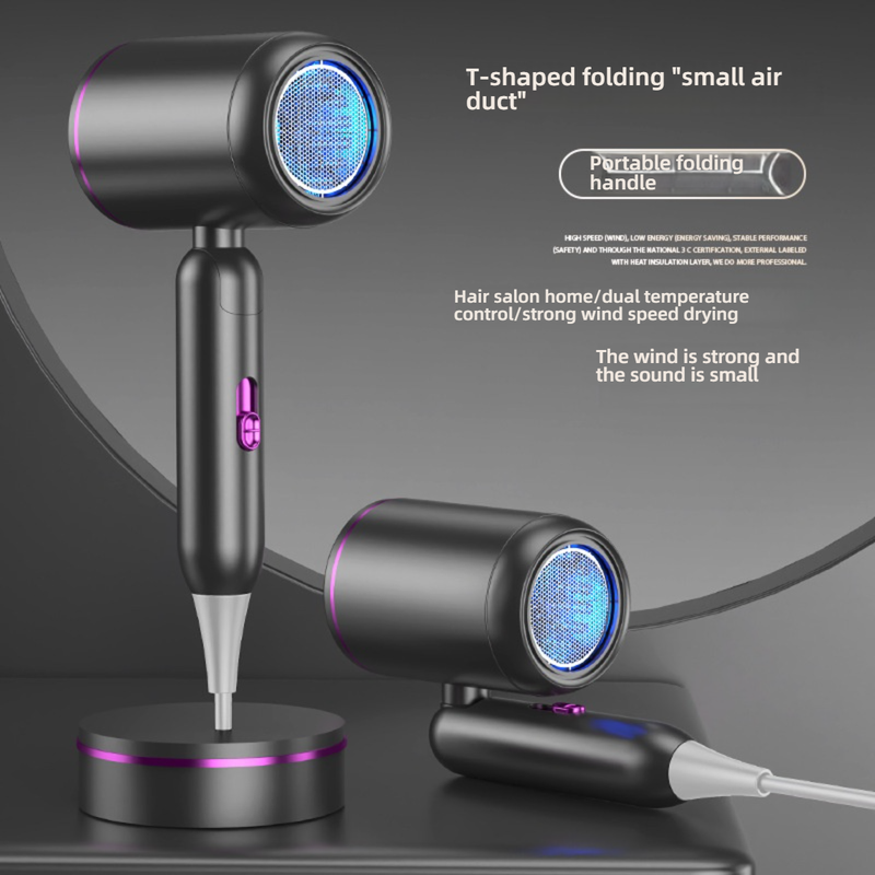 1200W Professional Hair Dryer With Blue Light Therapy - Foldable, 3-Speed, Dual Voltage For Travel & Home (White/Grey/Khaki)_voghion.com