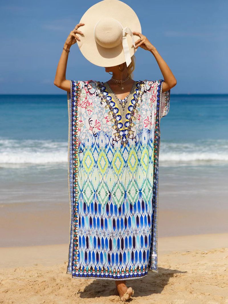 Bohemian Beach Cover-Up Kleid – Leichte und atmungsaktive Tunika aus 99 % Baumwolle für Damen, übergroßes, fließendes Sommerkleid, perfekt für den Pool_voghion.com