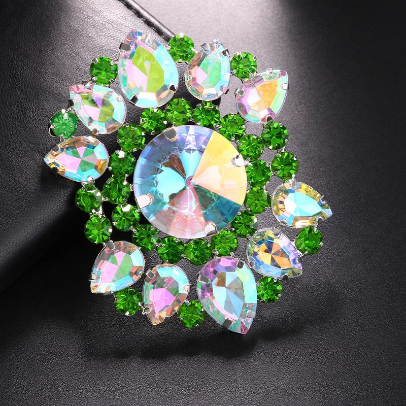 Groene ronde edelsteen openingsring Hot Water Drops All-match diamanten sieraden damesring_voghion.com