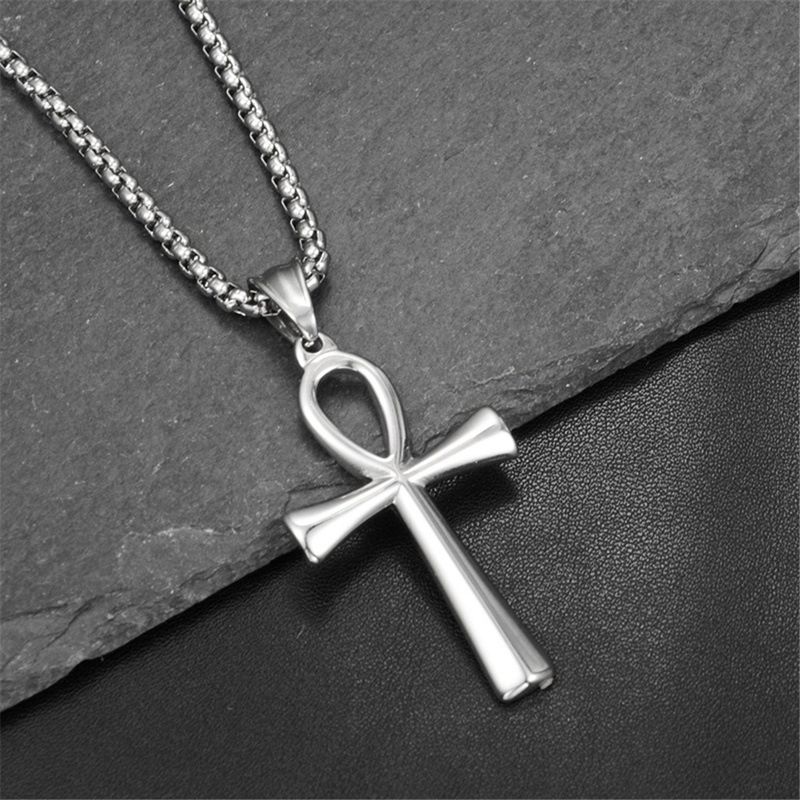 Colgante con amuleto de cruz Ankh del Antiguo Egipto, color dorado y plateado, de acero inoxidable, para mujeres y hombres, regalos de joyería egipcia_voghion.com
