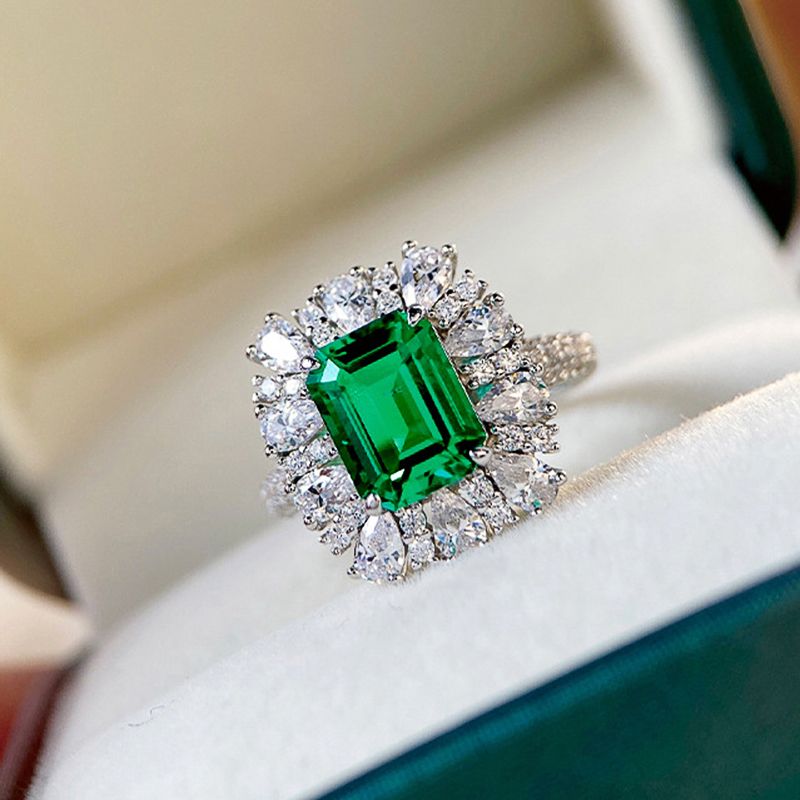 2025 Novidades Huitan Newl Designed Verde Zircônia Cúbica Mulheres Casamento Aniversário Parte Temperamento Elegante Lad Anéis Moda_voghion.com