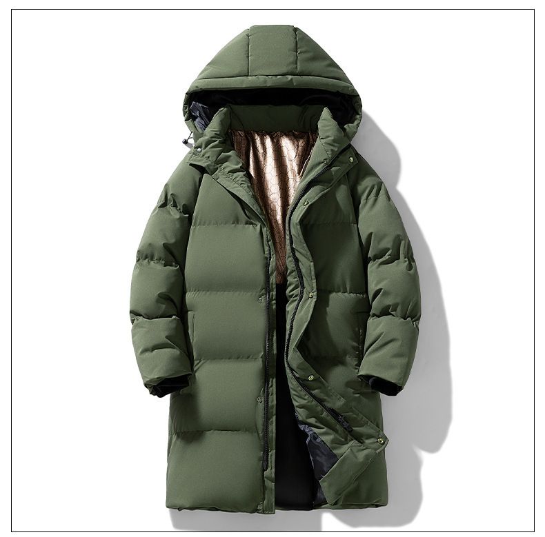 Abrigo de invierno unisex de grafeno de longitud media para hombre con capucha desmontable y relleno de poliéster grueso, resistente al viento y elegante para uso diario (negro/rojo)._voghion.com