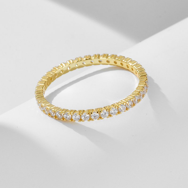 Bague en argent sterling pour femme, bijou en micro-incrusté de zircons, entièrement en diamants, tendance et simple, à superposer, idéal pour la main_voghion.com