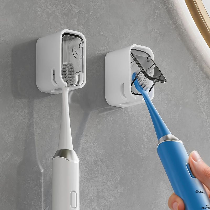 Innovativer 2-teiliger Zahnbürstenhalter – abgedeckte Wandmontage, sicher für die Dusche_voghion.com