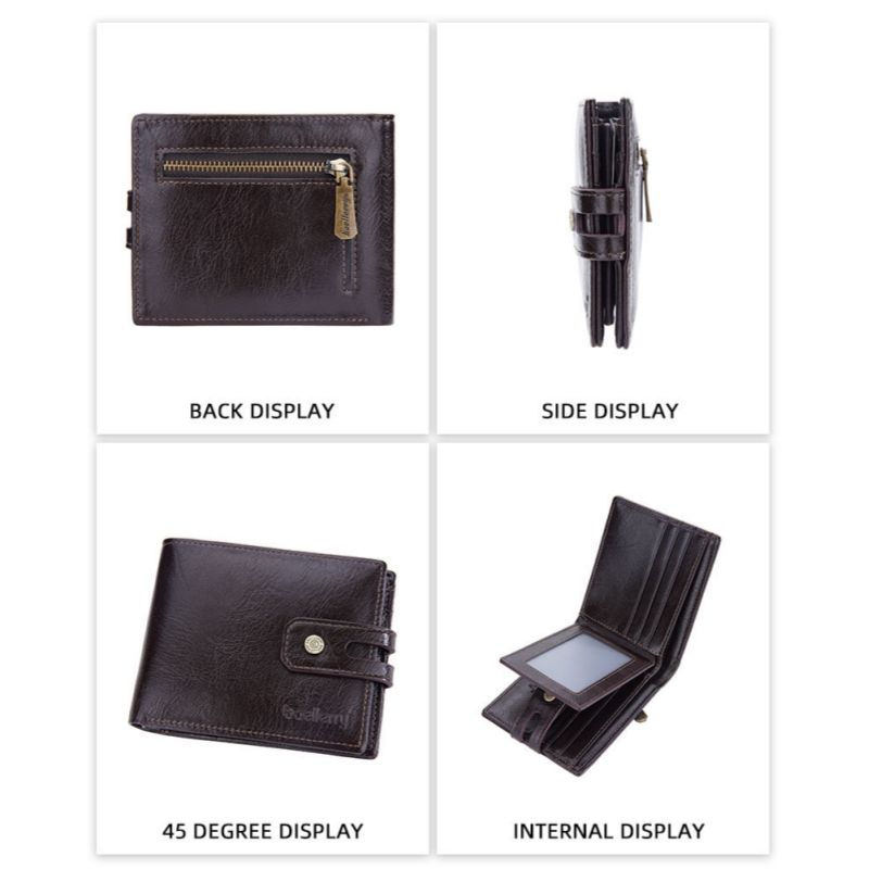 Baellerry New Paragraph Men's Short Wallet Retro Multi-card Buckle Wallet Simple Zipper Coin Purse_voghion.com